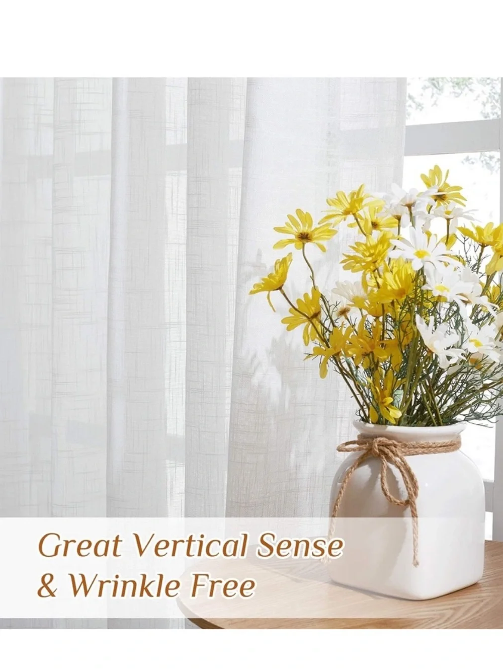 Sheer White Window Curtains - 2 Panels